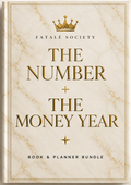 The Number + The Money Year — Fatalé Society book and planner bundle, cream marble and gold cover