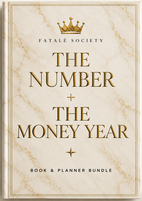 The Number + The Money Year — Fatalé Society book and planner bundle, cream marble and gold cover